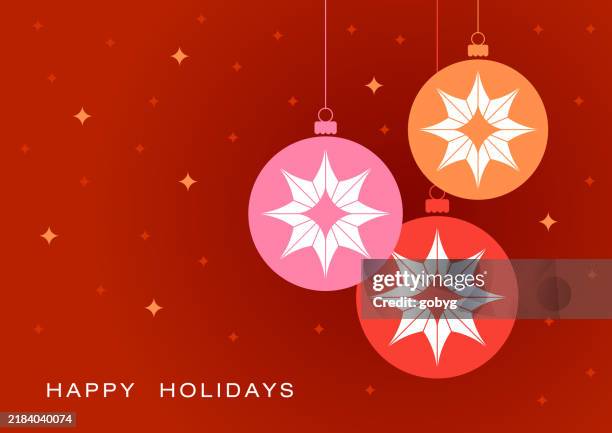 geometric holiday christmas decoration greeting card design - christmas ornament stock illustrations
