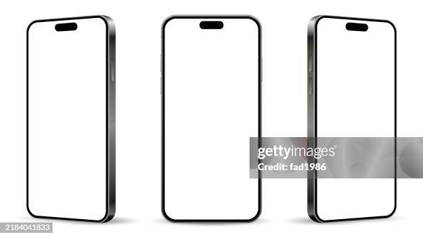 realistic smartphone mockup. mobile phone isolated on white background. - white background stock illustrations