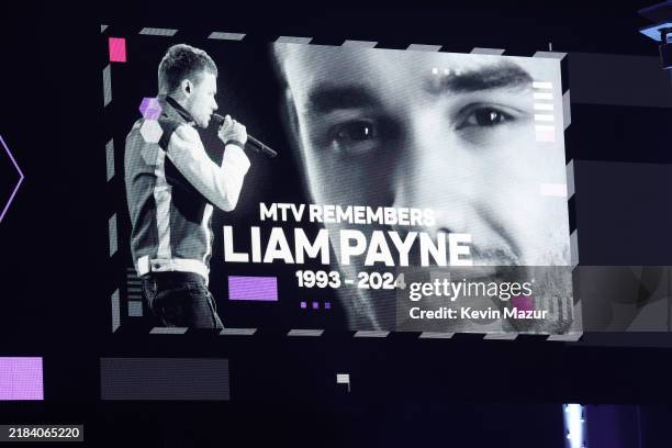 Liam Payne tribute during the MTV EMAs 2024 held at Co-op Live on November 10, 2024 in Manchester, England.