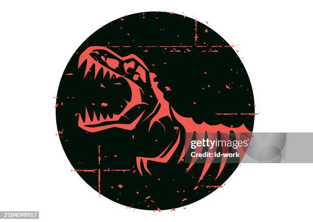 illustrations, cliparts, dessins animés et icônes de symbole rugissant de dinosaure en colère - agression