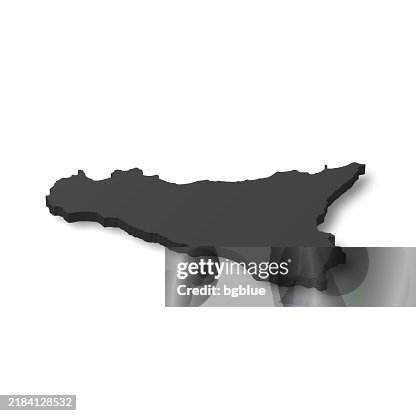 Sicily - 3D black map on white background Sicily - 3D black map on white background