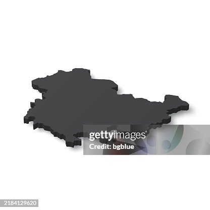 Thuringia - 3D black map on white background Thuringia - 3D black map on white background