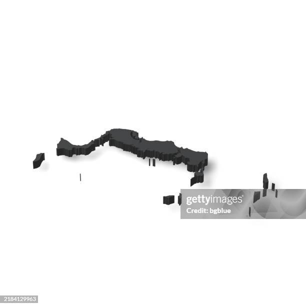 turks and caicos islands - 3d black map on white background - isometric map uk stock illustrations