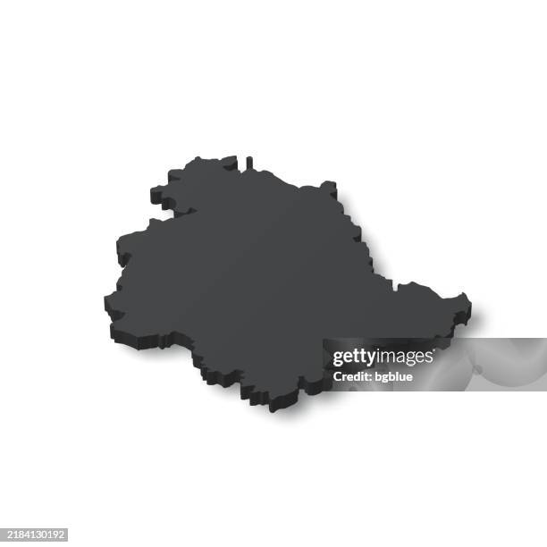 illustrazioni stock, clip art, cartoni animati e icone di tendenza di umbria - mappa 3d nera su sfondo bianco - perugia