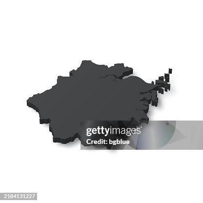 Zhejiang - 3D black map on white background Zhejiang - 3D black map on white background