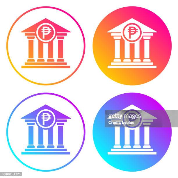 bank with peso sign. round icons with color gradients - museum icon color circle stock illustrations