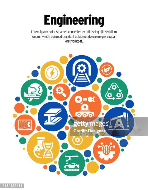 engineering related vector illustration. engineer, technology, technician, job, industrial, professional - protective workwear automobile industry stock illustrations