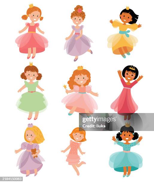 cute princess set - princess stock illustrations
