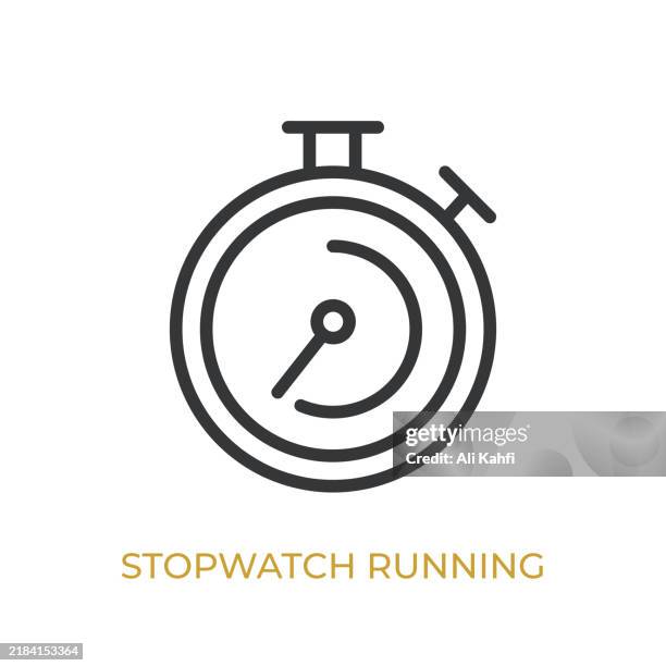 stopwatch running glyph line icon. thin line icon that can be applied anywhere, simple, pixel perfect and modern style - past present future stock illustrations