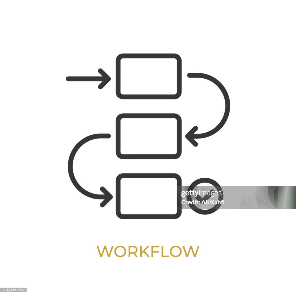 Ícone de linha de glifo de fluxo de trabalho. Ícone de linha fina que pode ser aplicado em qualquer lugar, simples, pixel perfeito e estilo moderno