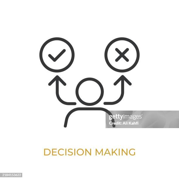 decision making glyph line icon. thin line icon that can be applied anywhere, simple, pixel perfect and modern style - decisions stock illustrations