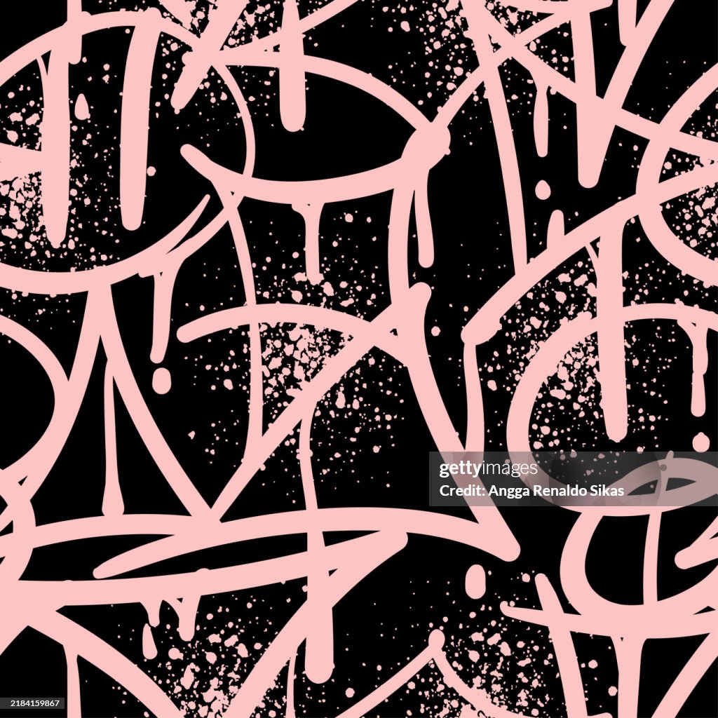 Funky Pattern Graphity Graffiti Funky Pink Freestyle Abstract Art Symbol With Spraypaint ...