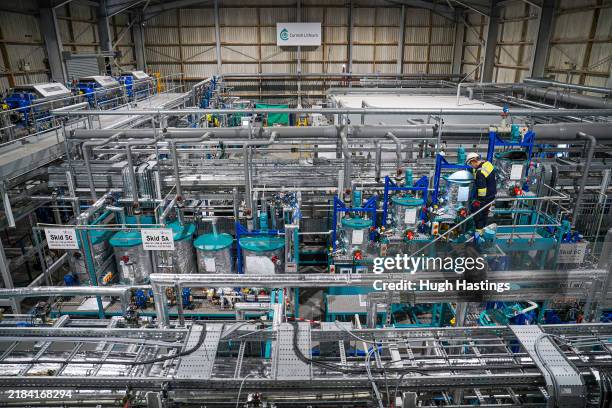 Interior view of Cornish Lithium's new Lithium Hydroxide Demonstration Plant on November 11, 2024 in St Austell, Cornwall, England. The Cornish...