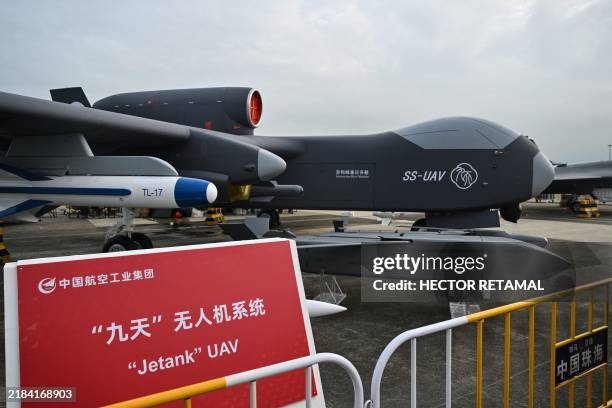 Jetank UAV is seen on display during the 15th China International Aviation and Aerospace Exhibition in Zhuhai, in southern China's Guangdong province...