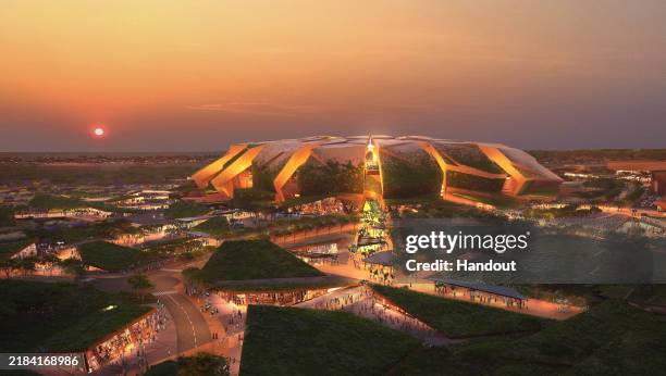In this undated handout image released on November 18, 2024 by Populous, a digital rendering of the proposed King Salman Stadium in Riyadh, Saudi...
