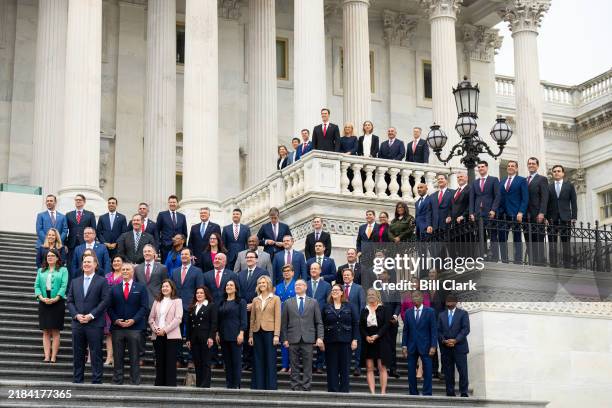 The freshman members of Congress pose for their class photo on the House steps of the Capitol on Friday, November 15, 2024.