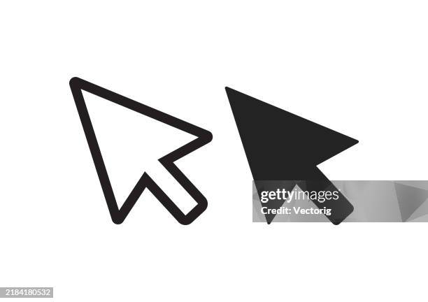stockillustraties, clipart, cartoons en iconen met cursor arrow icons - outline and solid styles - pijl