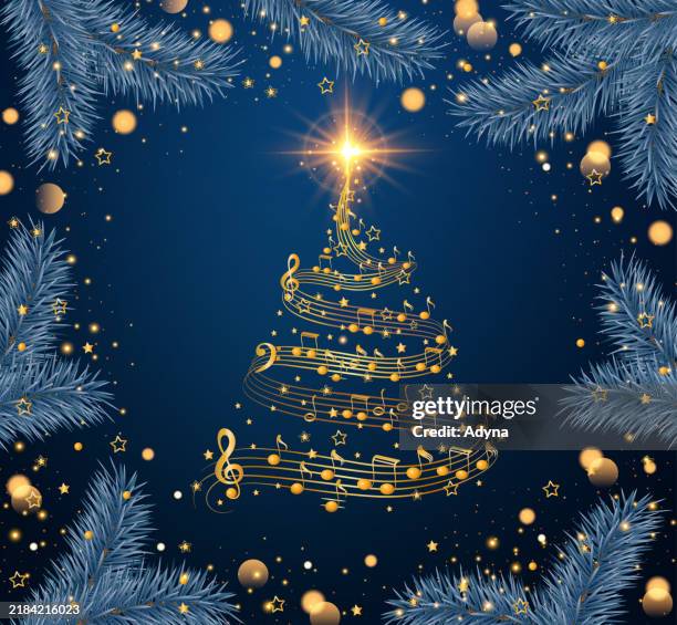illustrations, cliparts, dessins animés et icônes de arbre abstrait de noel - musique de noël