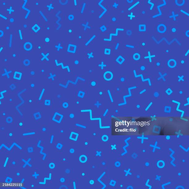 stockillustraties, clipart, cartoons en iconen met seamless blue confetti celebration party abstract background pattern - herhaalpatroon in tegels