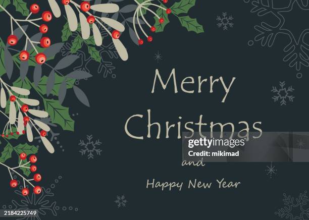 horizontal christmas card design with winter elements. christmas background. vector eps10. - ranunculus stock illustrations