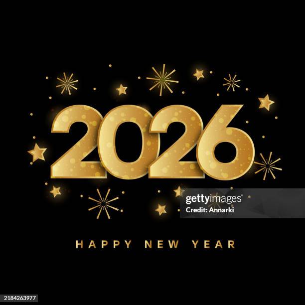 2026 in gold number - new year stock illustrations