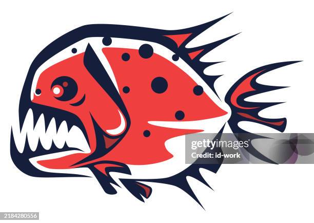 illustrazioni stock, clip art, cartoni animati e icone di tendenza di angry fish symbol - mammifero acquatico