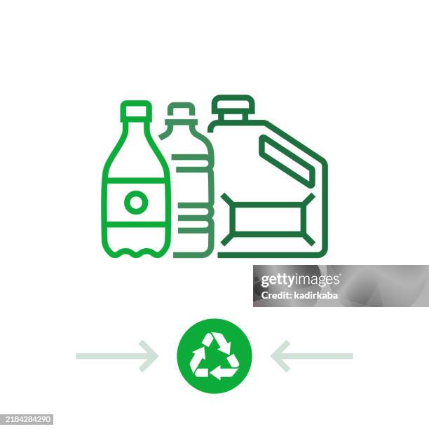 plastic waste line icon. group of object. waste, metal waste, glass waste, domestic waste, paper waste. - biodegradable stock illustrations