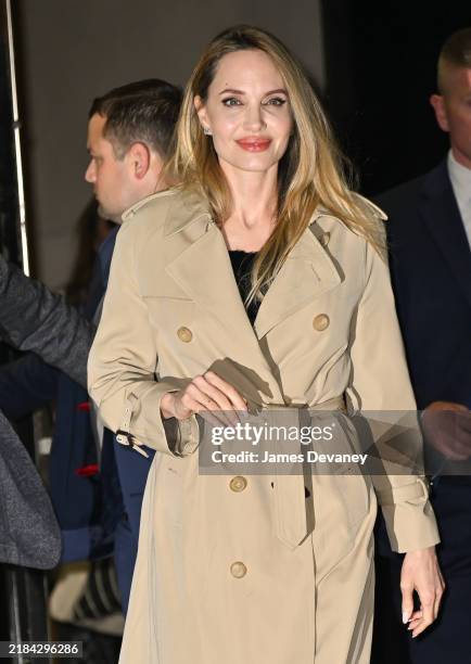 Angelina Jolie leaves the screening of "Maria" at DGA Theater on November 11, 2024 in New York City.