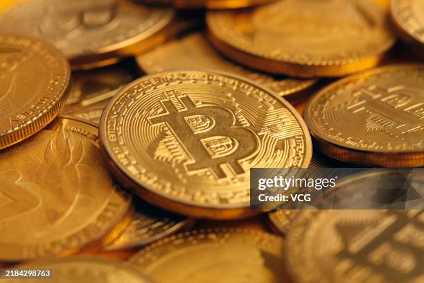 The photo illustration shows the Bitcoin cryptocurrency on November 12, 2024 in Shanghai, China.