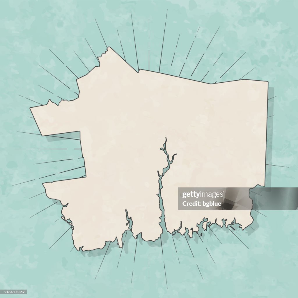 New London County, Connecticut. Map in retro vintage style - Old textured paper