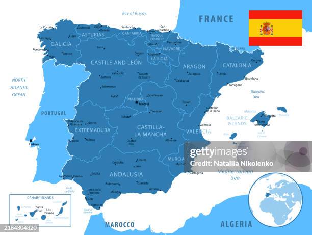 Spain Basic Map Spain Detailed Map With Regions And Cities Of The Country High-Res ...