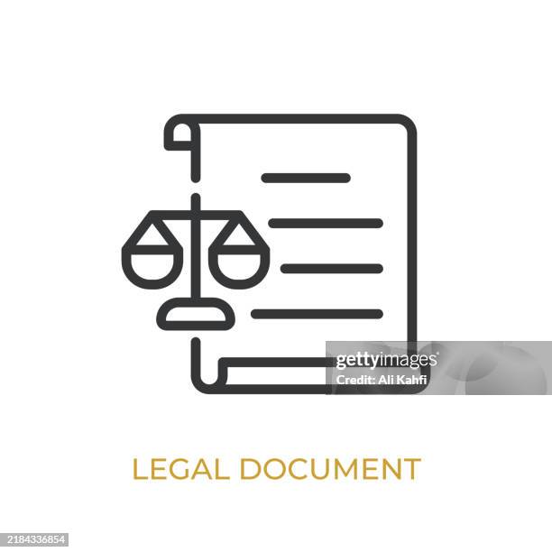 legal document glyph line icon. thin line icon that can be applied anywhere, simple, pixel perfect and modern style - deed stock illustrations