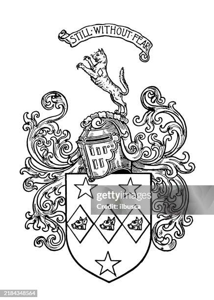 heraldry coat of arms emblem: robert mackay sutherland - robert sutherland stock illustrations