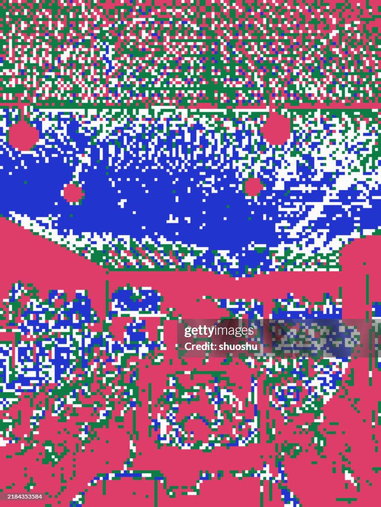 Fondo abstracto de textura de mosaico rojo azul pixel art