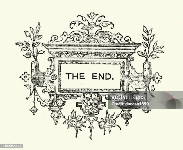 the end, vintage design element, 19th century - the end stock illustrations