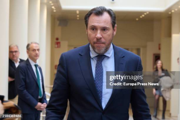 The Minister of Transport and Sustainable Mobility, Oscar Puente, on his arrival at the Senate, on 12 November, 2024 in Madrid, Spain. The Government...