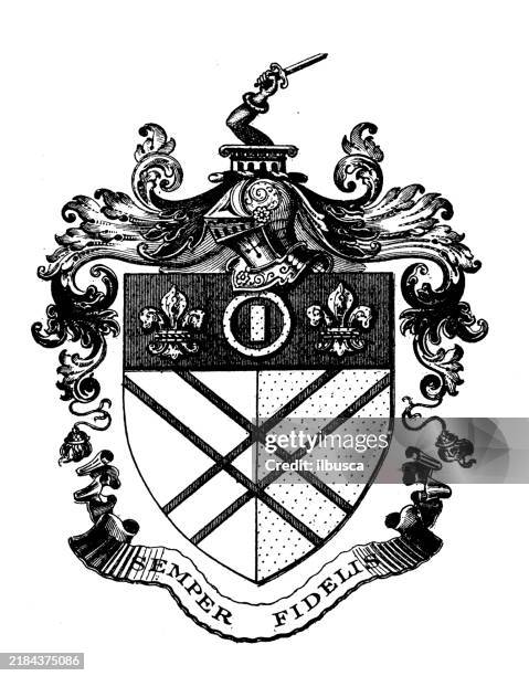 heraldry coat of arms emblem: james benjamin taylor - dagger stock illustrations