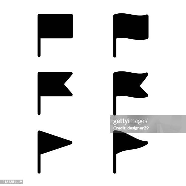 illustrazioni stock, clip art, cartoni animati e icone di tendenza di bandiera icona set disegno vettoriale - flag