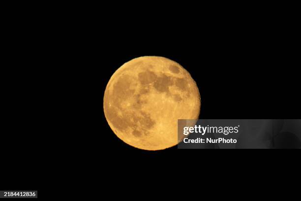 Beaver full Moon is seen from L'Aquila, Italy, on November 16th, 2024. Beaver full moon gets its name from Native American and colonial traditions,...