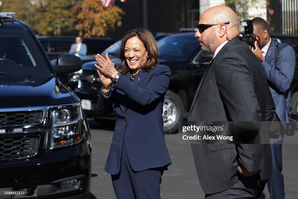 Kamala Harris Speaks With White House Staff Upon Return From Campaign Trail