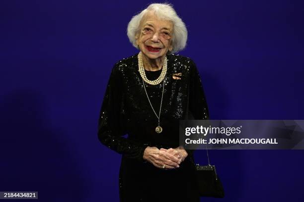 German Holocaust survivor Margot Friedlaender poses prior to the award ceremony for the Prize for Understanding and Tolerance 2024 at the Jewish...