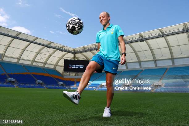 Tameka Yallop of the Matildas poses during an AFC Women's Asian Cup 2026 Announcement at Cbus Super Stadium on November 13, 2024 in Gold Coast,...