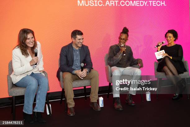 Jackie Dean, Tom Pistore, Kevin Barton and Traci Melchor attend Canadian Music Week: Reimagined at Hotel X on November 12, 2024 in Toronto, Ontario.
