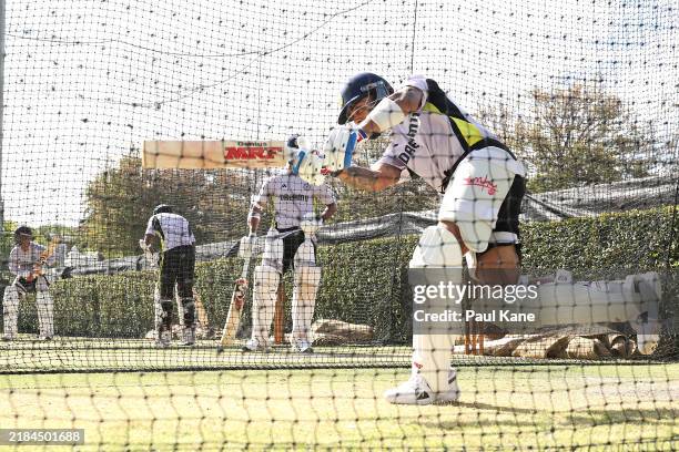 Virat Kohli of India bats during an India Test squad training session at the WACA Ground on November 13, 2024 in Perth, Australia.