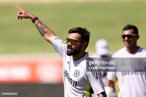 Virat Kohli of India looks on during an India Test squad training session at the WACA Ground on November 13, 2024 in Perth, Australia.