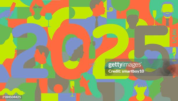 new year 2025 - prosecco stock illustrations