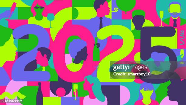 new year 2025 - prosecco stock illustrations