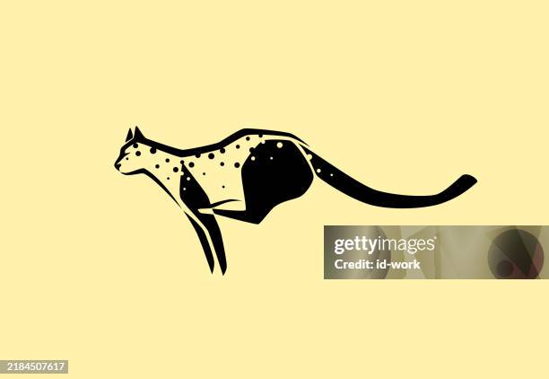 leopard running symbol - leopard silhouette stock illustrations