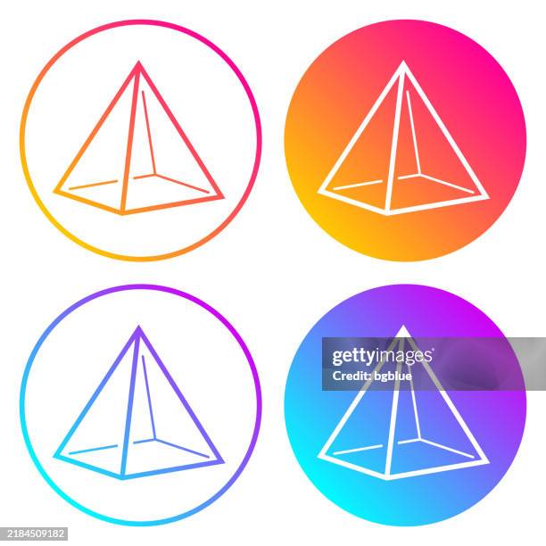 stockillustraties, clipart, cartoons en iconen met pyramid. round icons with color gradients - prisma