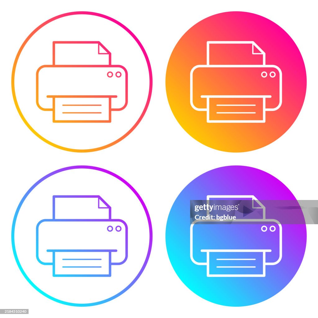 Printer. Round icons with color gradients